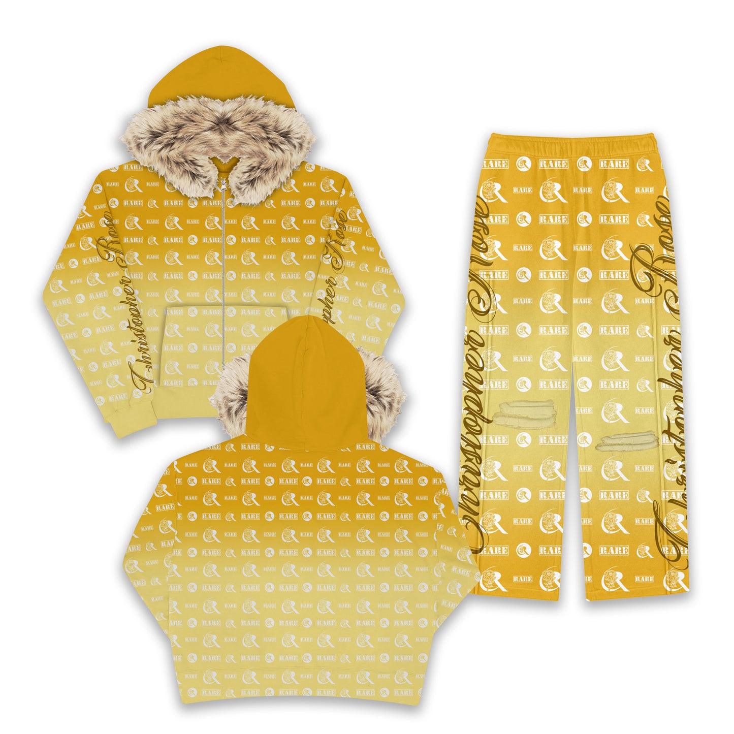 "Shine" Yellow Baechi Rose Zip Up